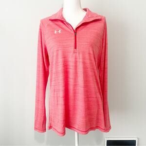 Under Armour heat gear coral heather quarter zip long sleeve top Large NWT wick